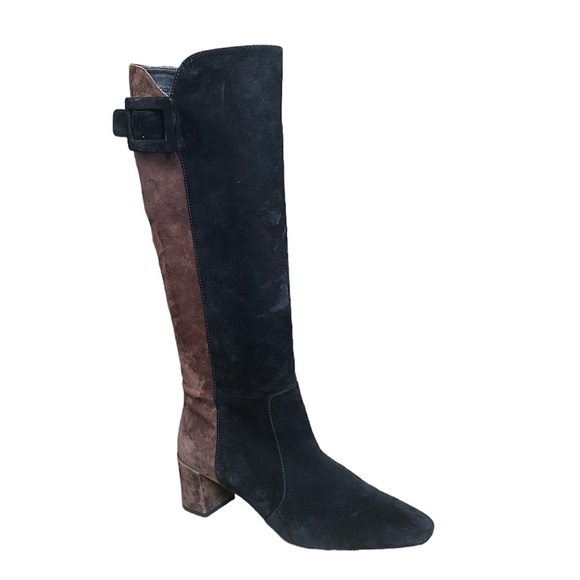 Roger Vivier Shoes - Roger Vivier Two Tone Black Brown Knee High Pull On Boots Size 39.5 US 9